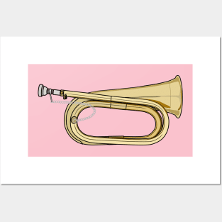 Bugle cartoon illustration Posters and Art